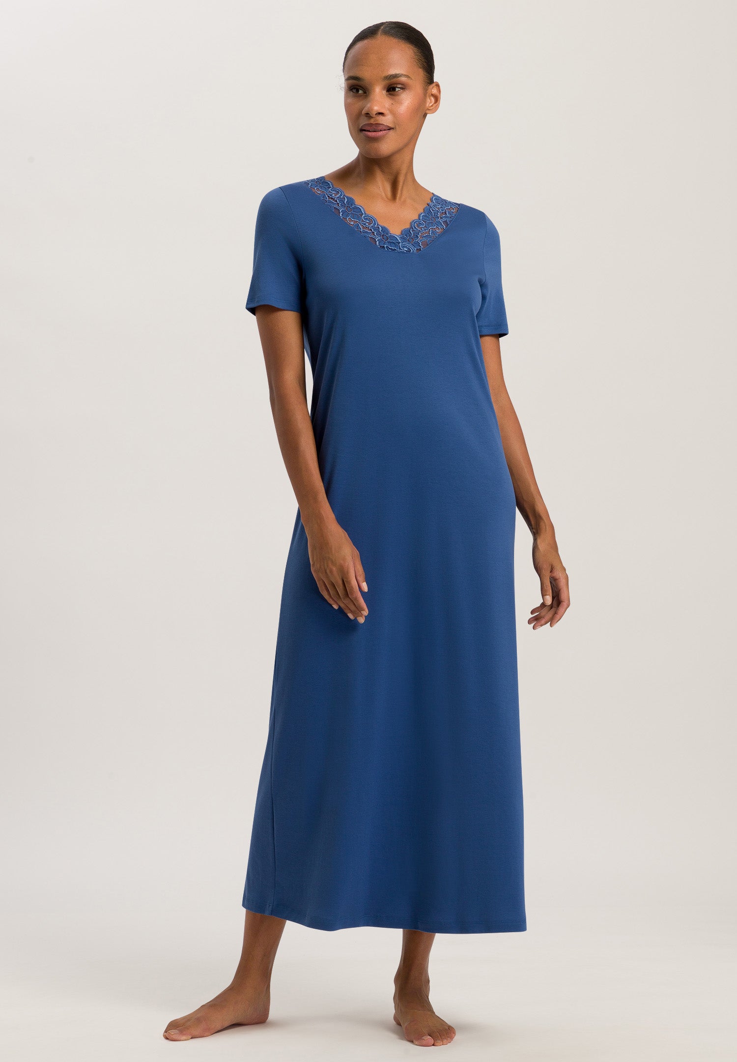 77933 Moments Short Sleeve Long Gown - 2604 True Navy