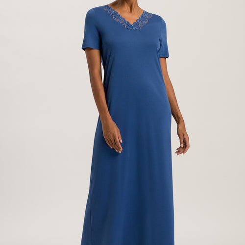 77933 Moments Short Sleeve Long Gown - 2604 True Navy