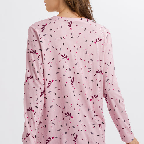 77934 Sleep And Lounge Long Sleeve Button Front Jersey Shirt - 2933 Blithe Petals Print