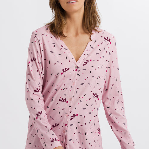 77934 Sleep And Lounge Long Sleeve Button Front Jersey Shirt - 2933 Blithe Petals Print