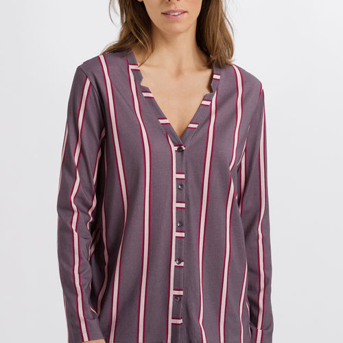 77934 Sleep And Lounge Long Sleeve Button Front Jersey Shirt - 2934 Sleek Stripe