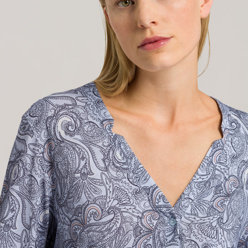 77934 Sleep And Lounge Long Sleeve Button Front Jersey Shirt - 2954 Calm Paisley