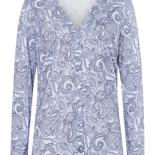 77934 Sleep And Lounge Long Sleeve Button Front Jersey Shirt - 2954 Calm Paisley