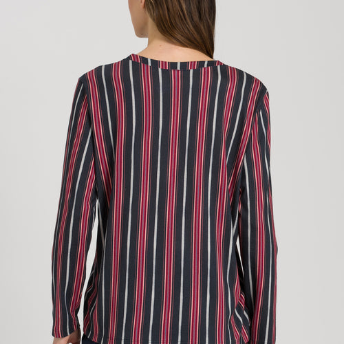 77934 Sleep And Lounge Long Sleeve Button Front Jersey Shirt - 2984 Marsala Stripe