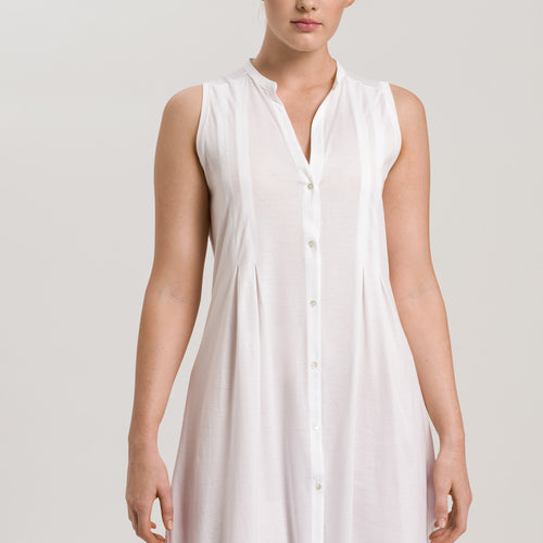 77952 Cotton Deluxe Button Front Tank Gown - 101 White