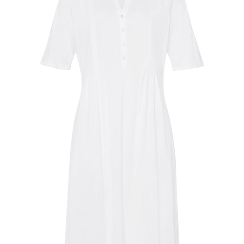 77954 Cotton Deluxe Short Sleeve Button Front Gown - 101 White