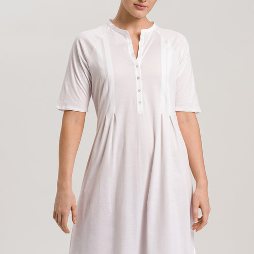 77954 Cotton Deluxe Short Sleeve Button Front Gown - 101 White