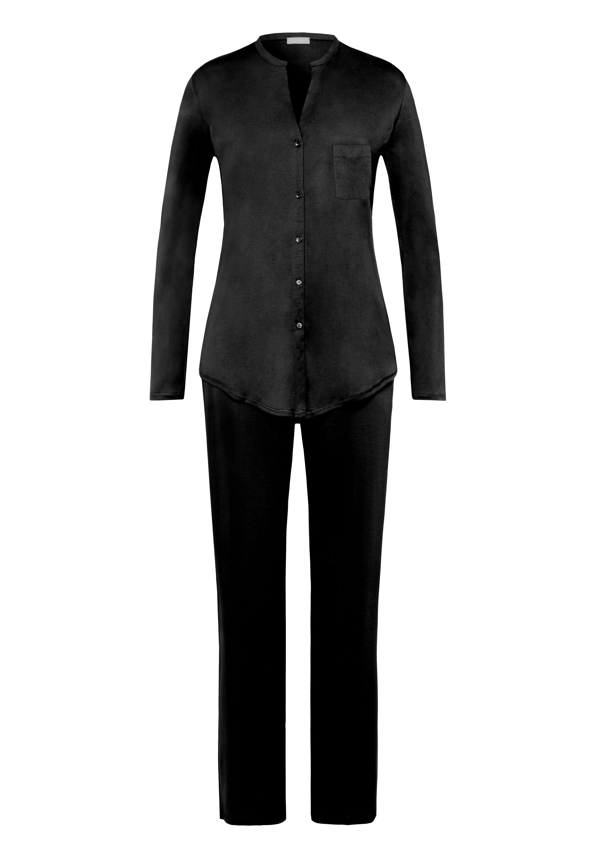 Cotton Deluxe Button Front Pajama Set | Black 77956-019