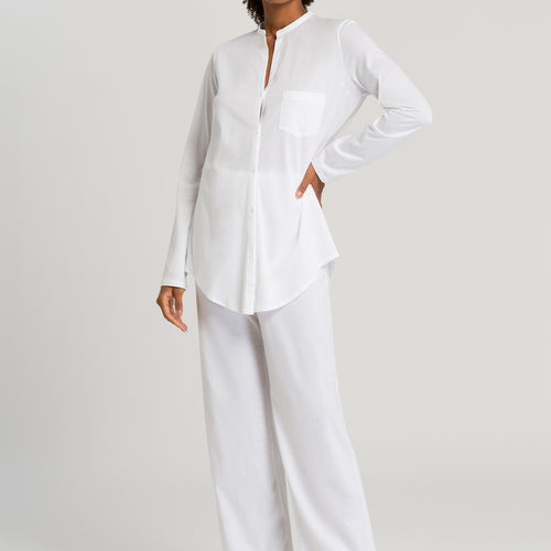 77956 Cotton Deluxe L/Slv Btt Front Pajama - 101 White