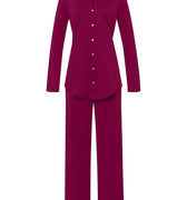 Cotton Deluxe Button Front Cotton Pajama Set   | Deep Poppy 77956-2405