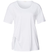 Natural Shirt Cotton Scoop Neck Top With Knot Detail | White 78402-101