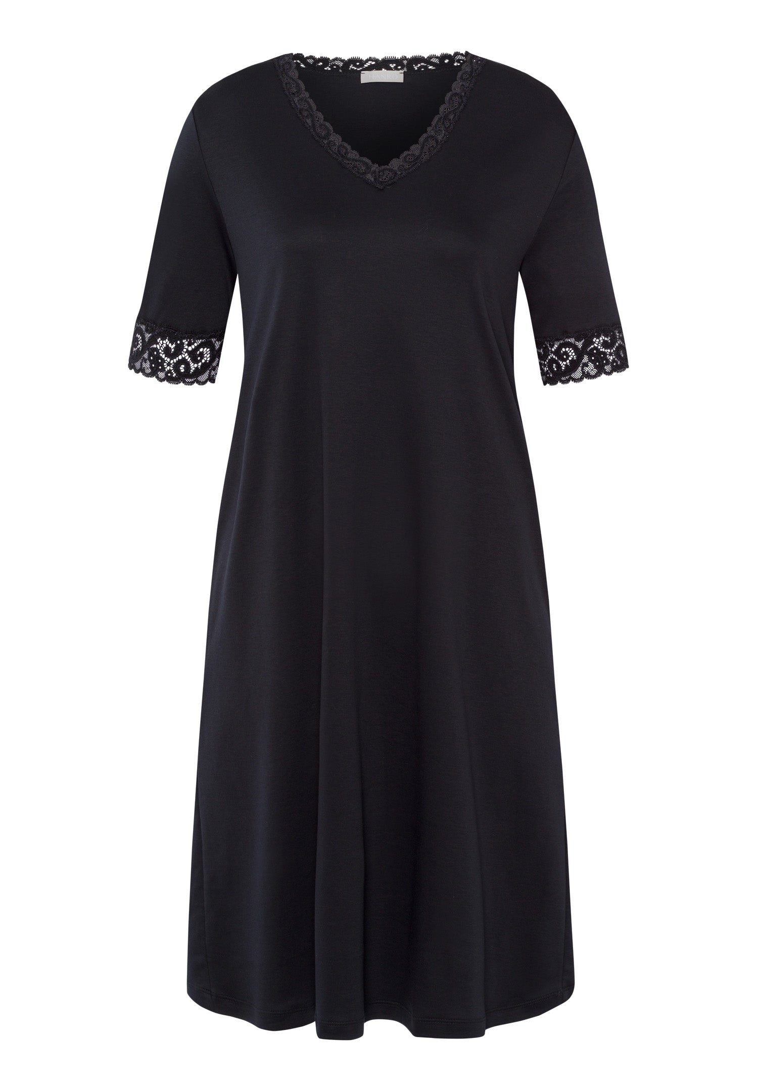 Moments Lace Trim Cotton Nightgown | Black 77040-019