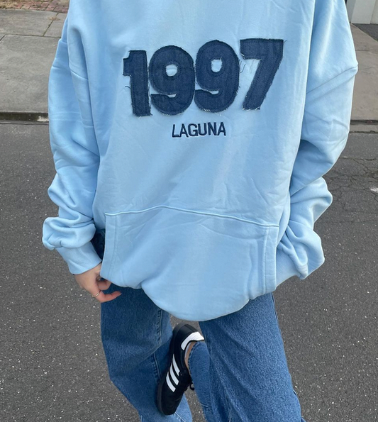 Vintage denim 'bluebell' oversized hoodie